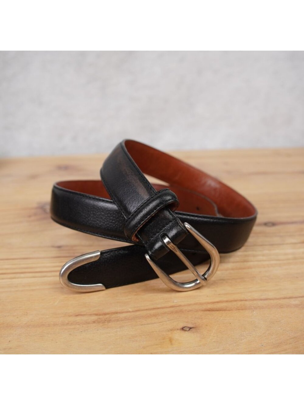 VTG Coach Womens Cowhide Belt Brown & Black W/ Silver Ton Buckle & Tip Guard